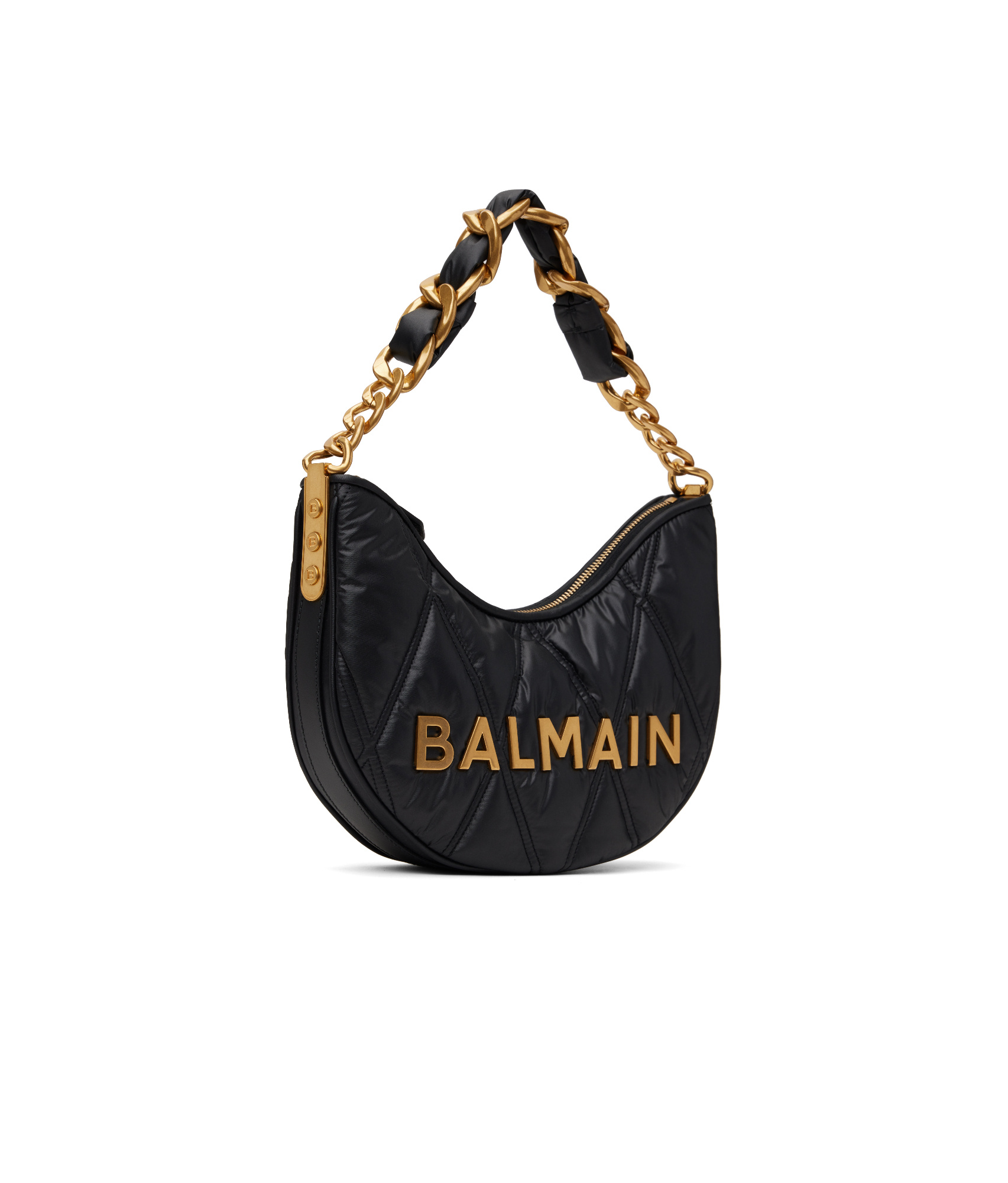 Balmain Black Calfskin 'moon Bag' Shoulder Bag In Black