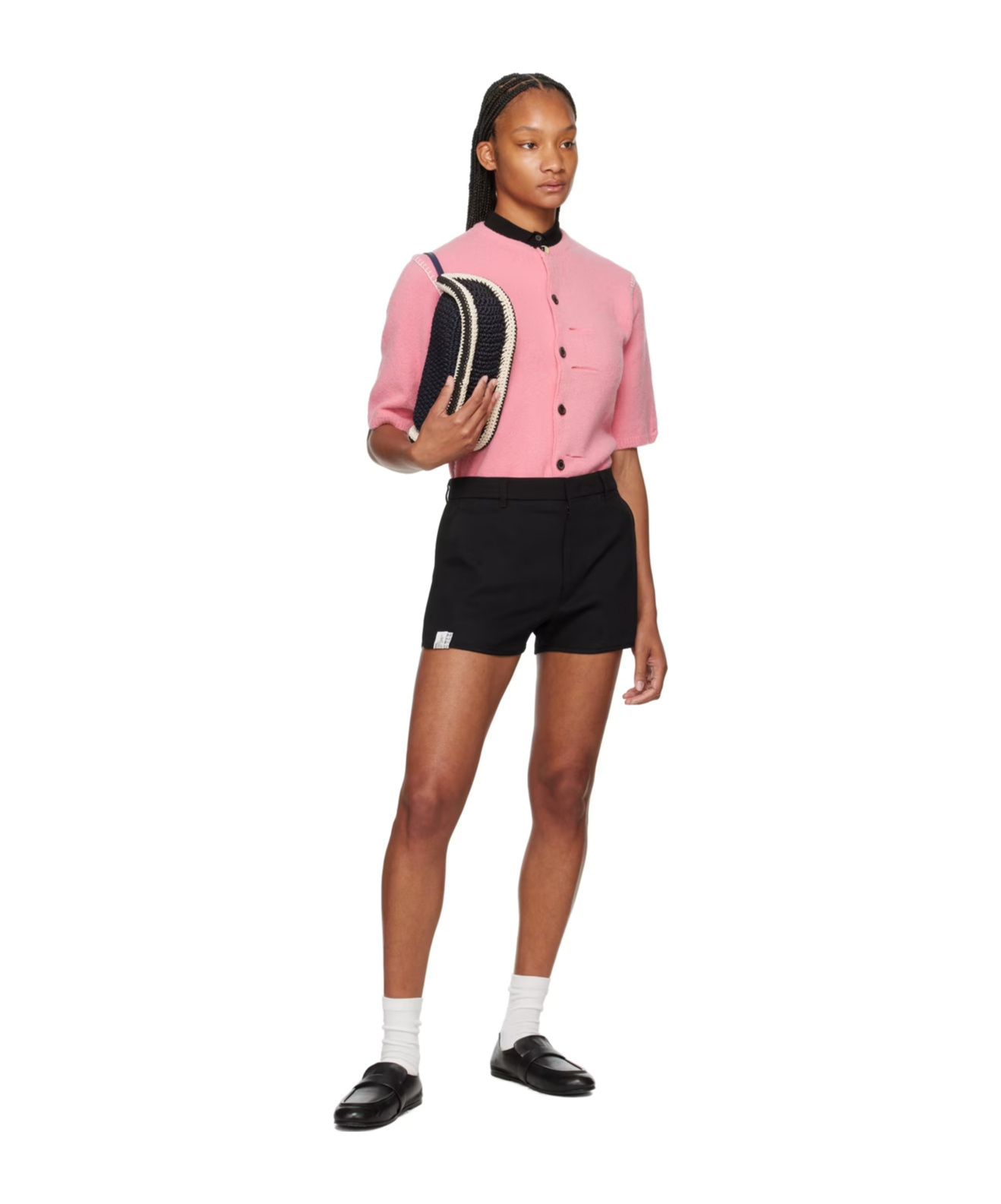 Ader Error Round-collar Button-down Sweater In Pink