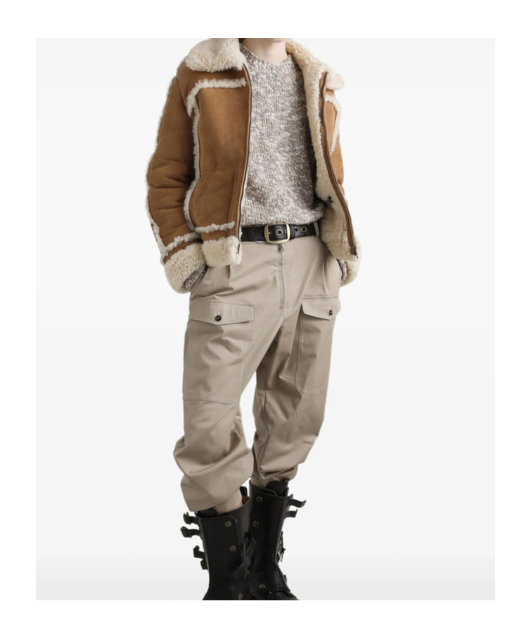 Dolce & Gabbana Suede Shearling Jacket In Neutral