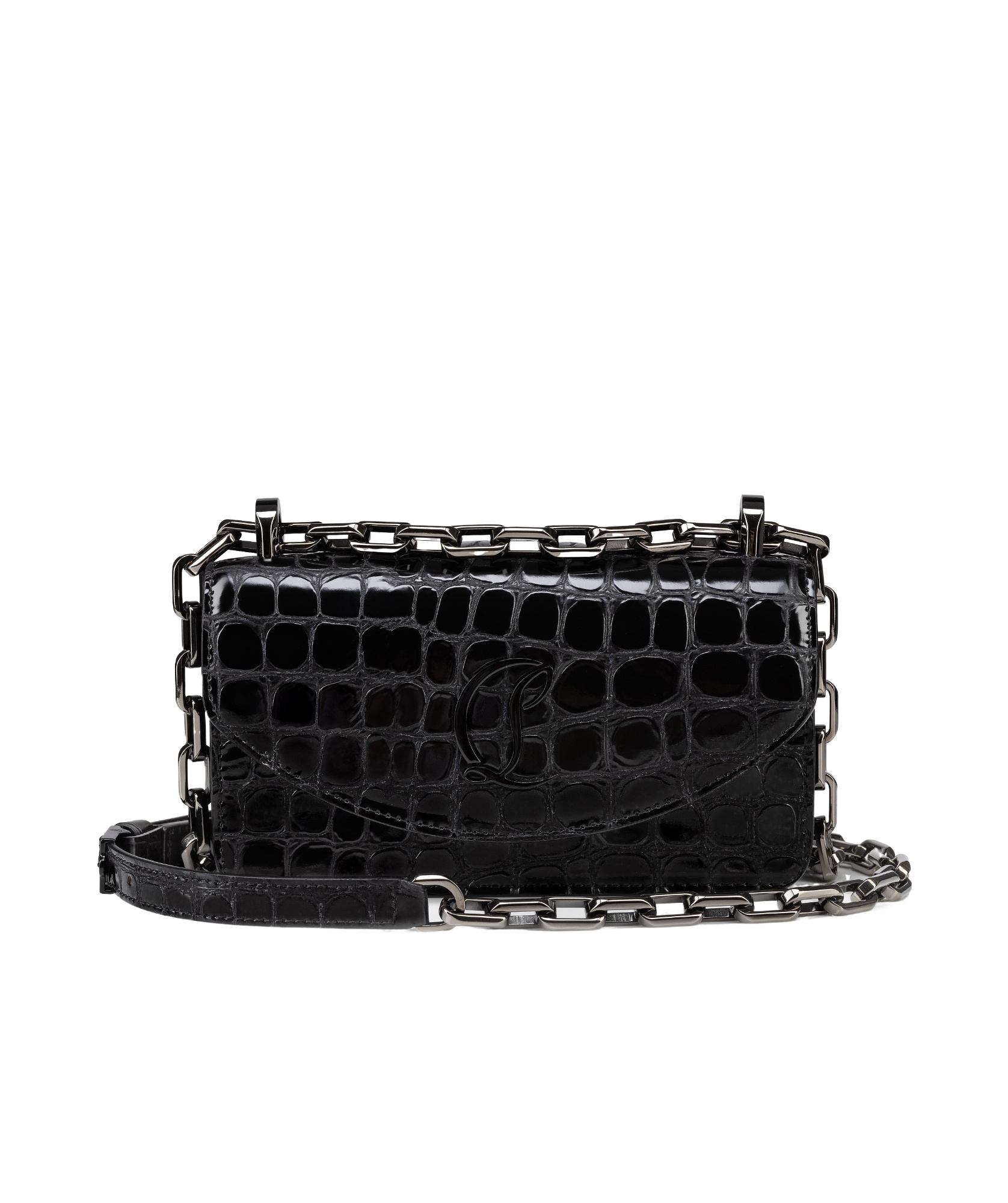 Christian Louboutin Loubi 54 Black Calf Ali Crossbody Bag In Black