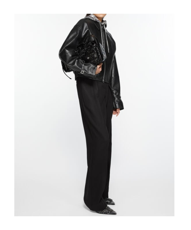 Acne Studios Long-sleeved Leather Jacket In Black