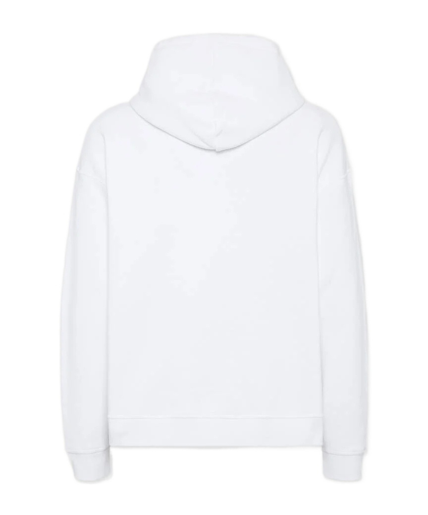 Dsquared2 Cotton Sweatshirt With Nature-inspired Print And Adjustable Hood In White
