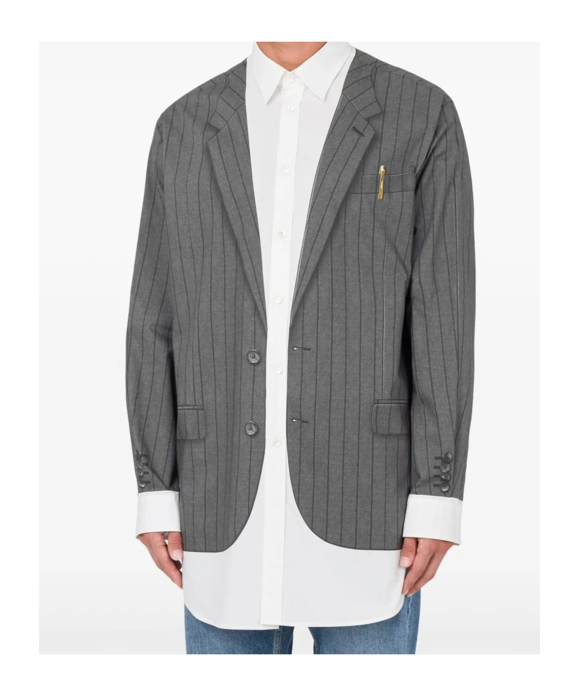 Moschino Striped Shirt In Gray