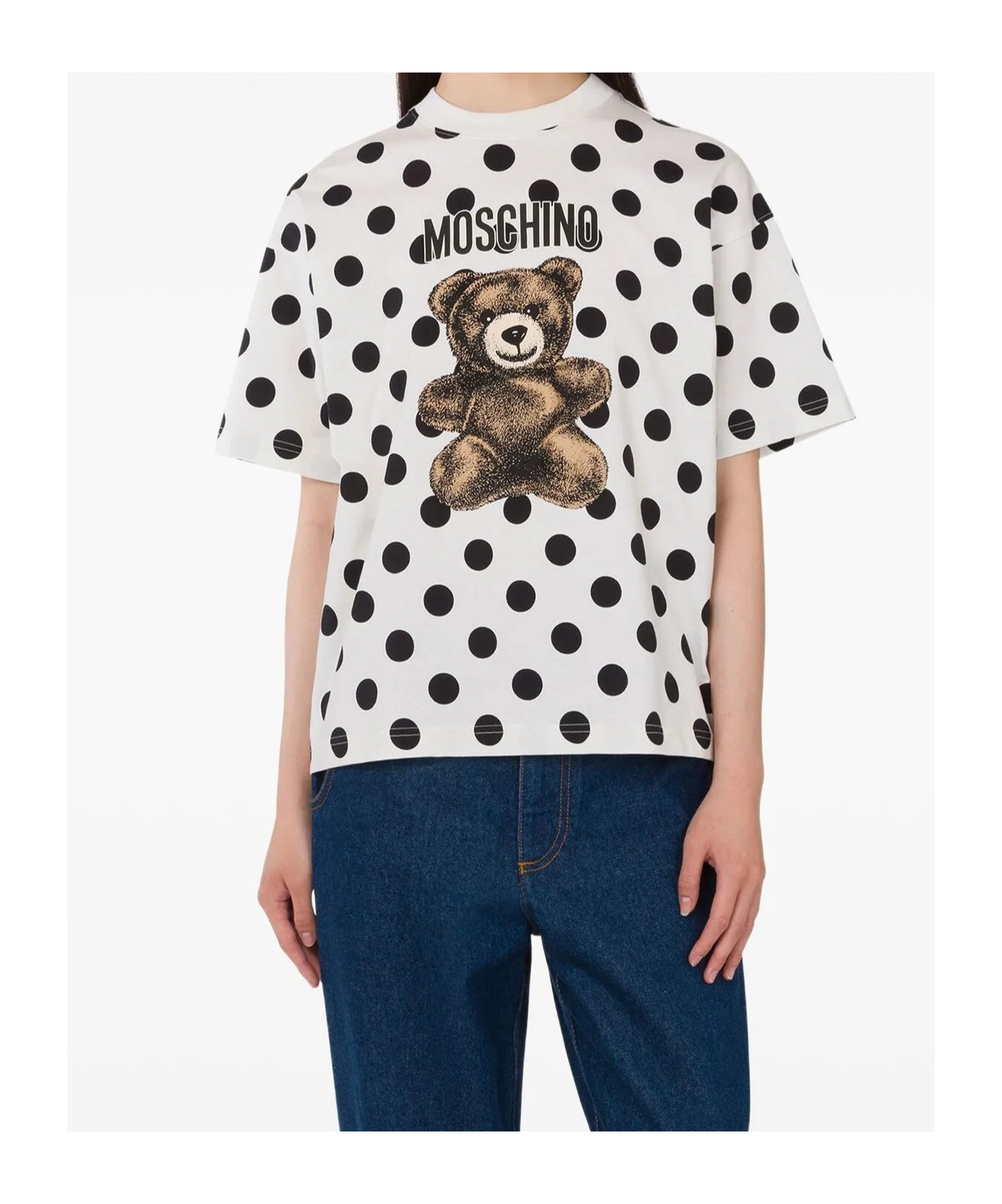 Moschino Teddy Bear Printed Organic Cotton Jersey T-shirt In White