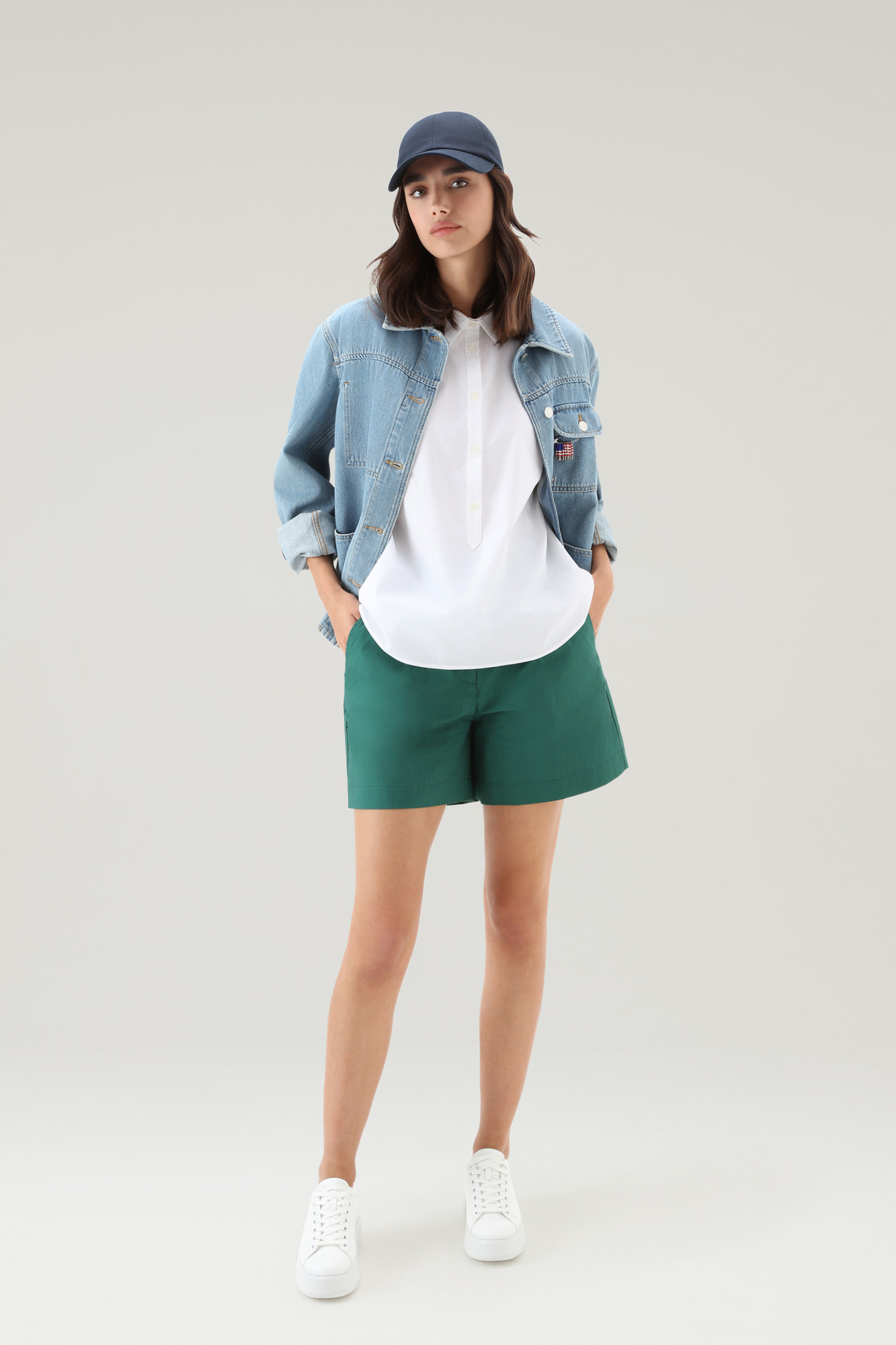 Woolrich Cap-sleeve Cotton Shirt In White