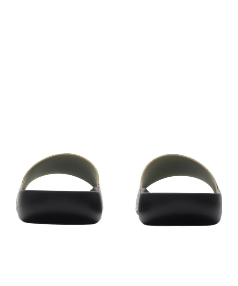 Burberry Beige Dive Check Slides In Black