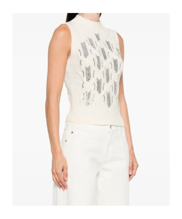 Ermanno Scervino Rhinestone-embellished Sleeveless Top In White