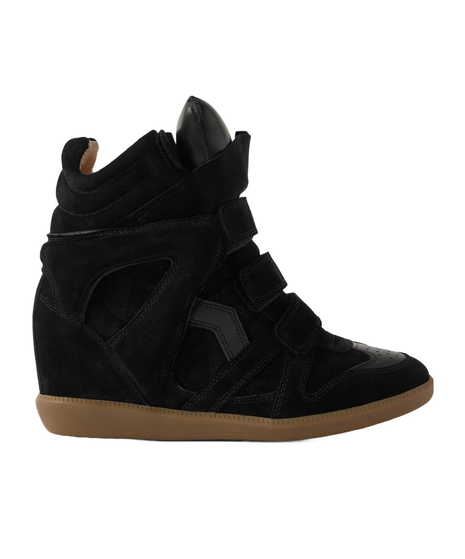 Isabel Marant Leather-trimmed Suede High-top Wedge Sneakers In Black