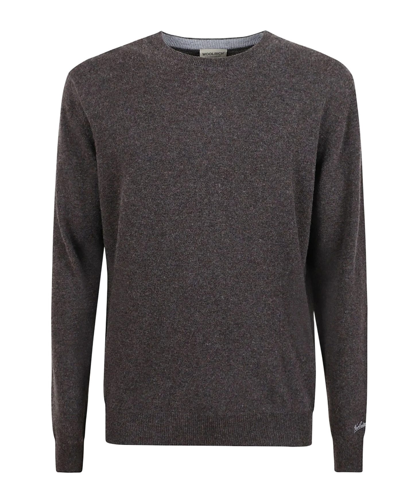 Woolrich Classic Brown Wool Crew Neck Sweater In Gray