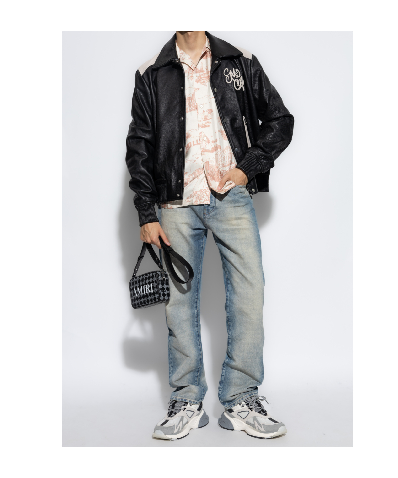 Amiri La Landmark Printed Short-sleeved Shirt In White