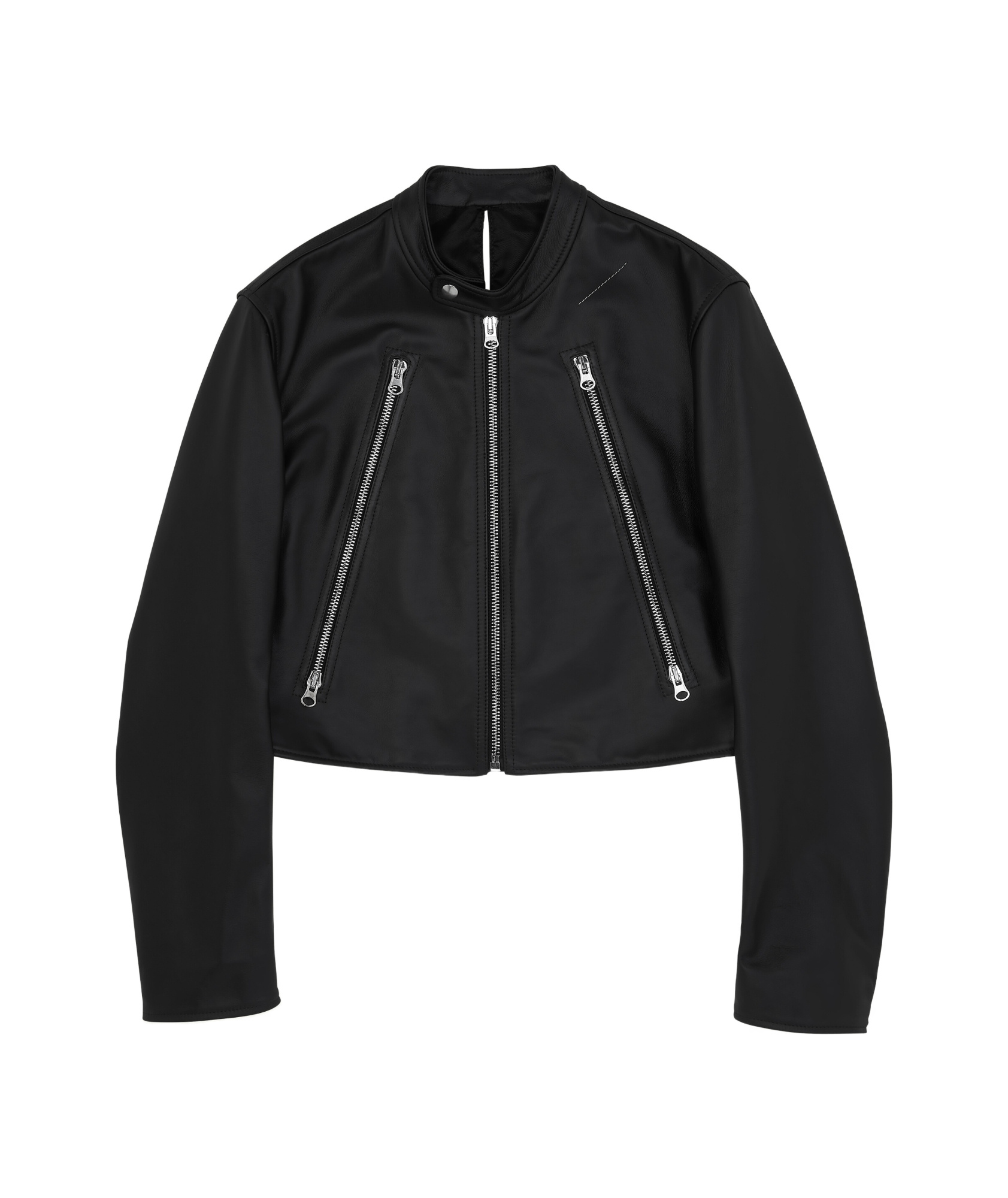 Mm6 Maison Margiela Twist Leather Jacket In Black
