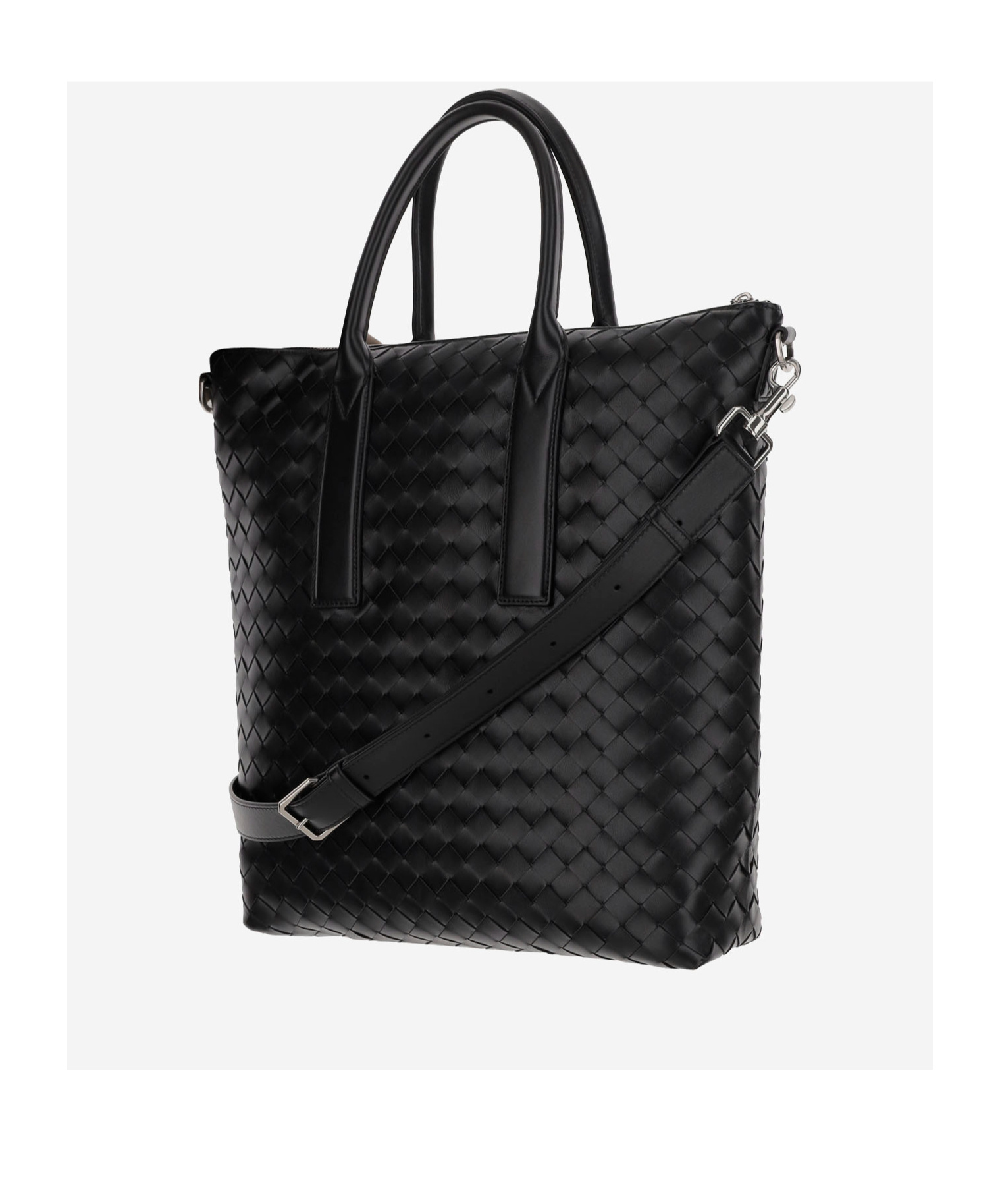 Bottega Veneta Woven Design Shoulder Bag In Black