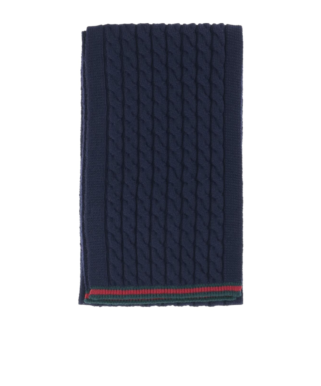 Gucci Wool Scarf With Webbed Tape In Blue
