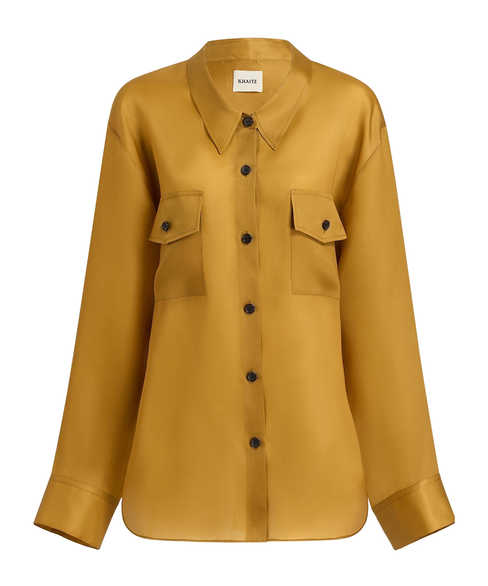 Khaite Ocher Compact Organza Matteo Shirt In Gold