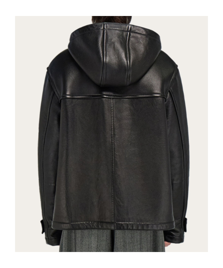 Ferragamo Hooded Toggle-fastening Leather Jacket In Multi