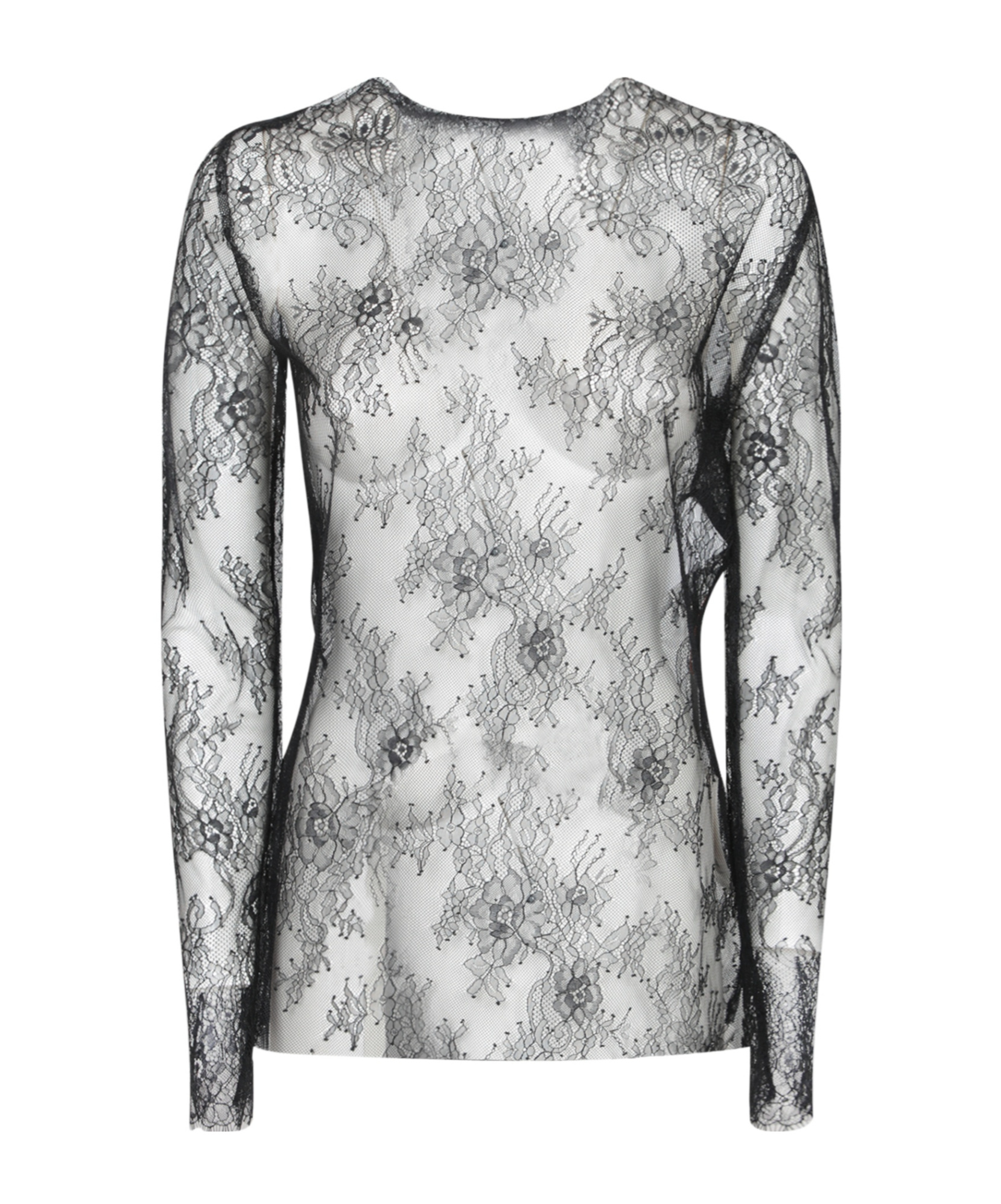 Alberta Ferretti Long-sleeved Lace T-shirt In Black