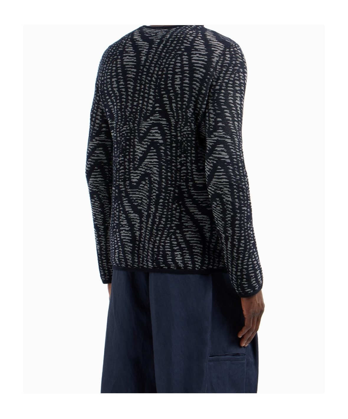 Giorgio Armani Men's Embroidered Jacquard Sweater In Black