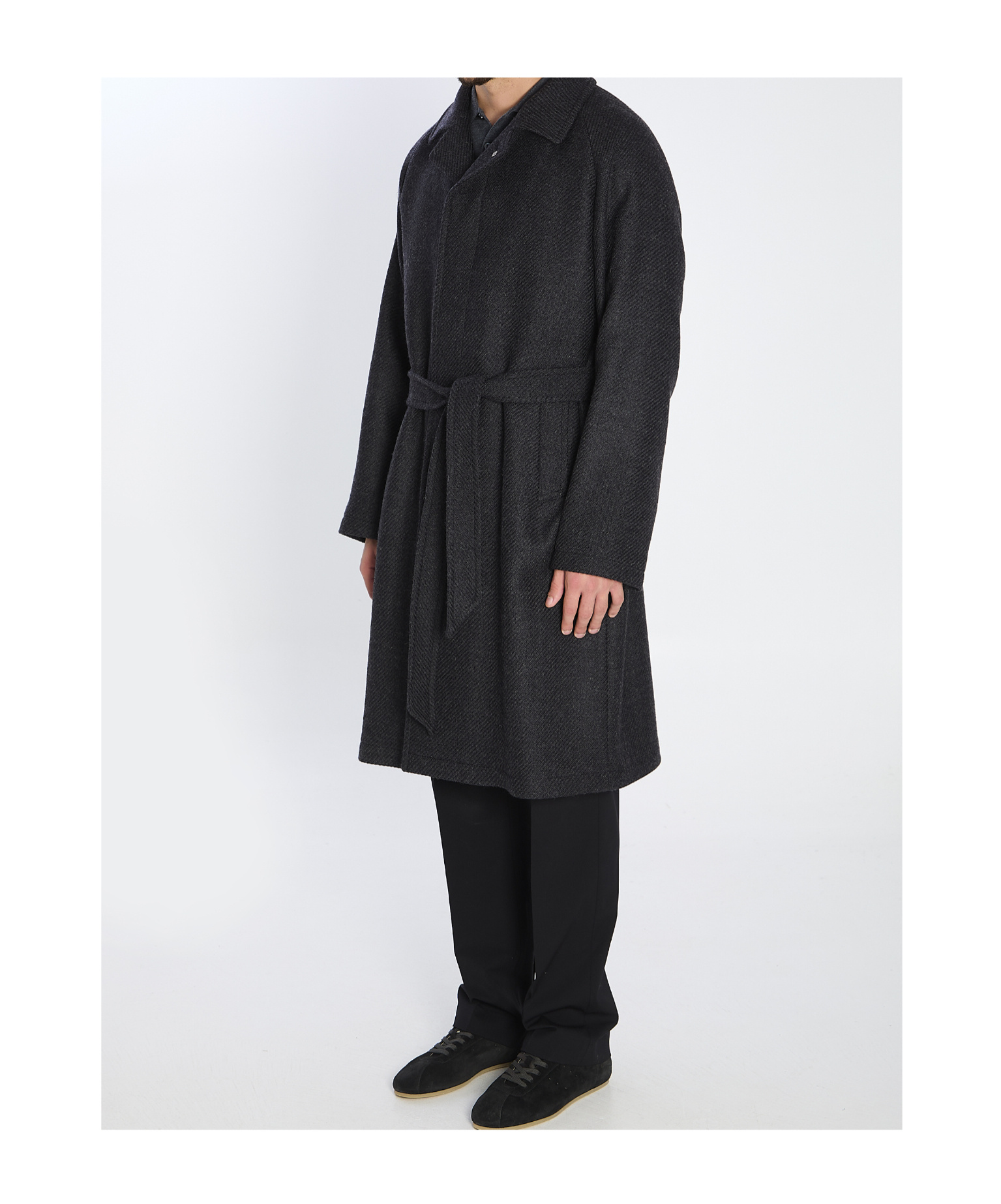 Tagliatore Midi Coat With Raglan Sleeves And Belt In Black