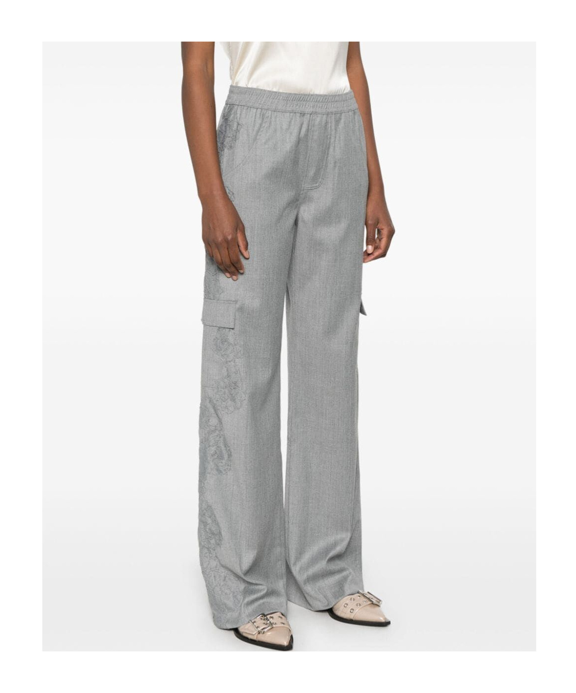 ERMANNO SCERVINO LACE-EMBELLISHED TROUSERS