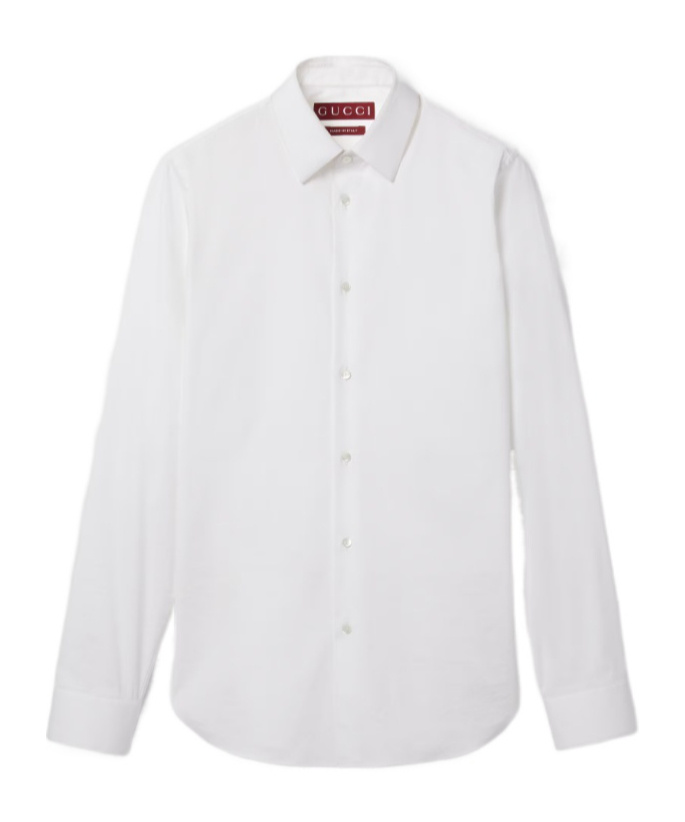 Gucci Long-sleeved Stretch Poplin Shirt In White