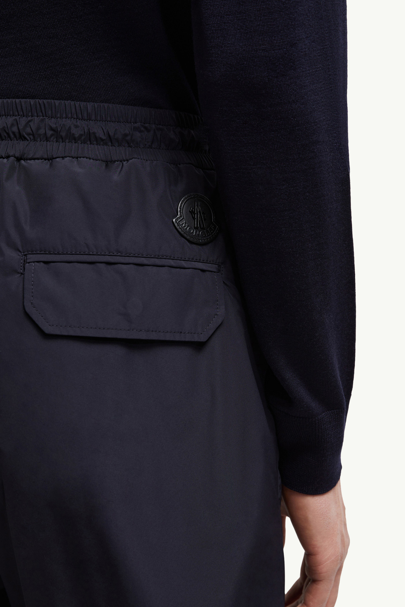 Moncler Wool Blend Gabardine Pants In Blue