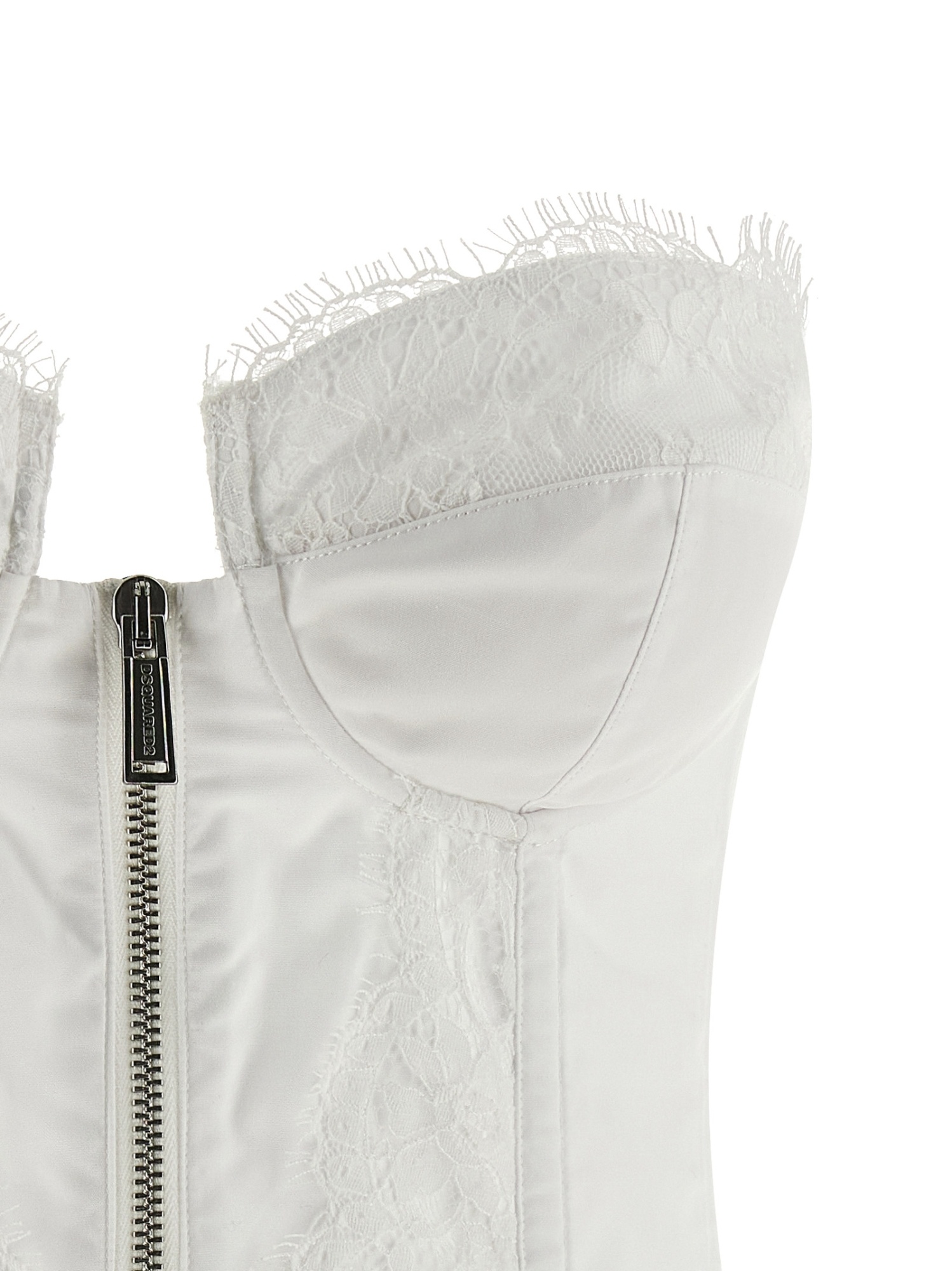 Dsquared2 Off-the-shoulder Bustier Top With Lace And Tulle Detailing In White