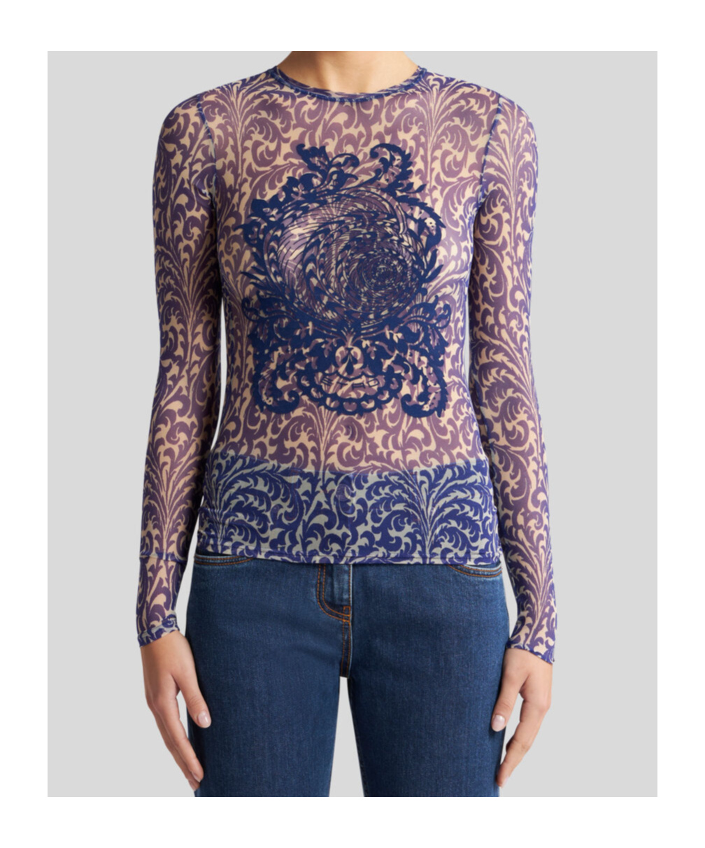 Etro Blue Top With Front Detail Snd Semi-transparent Design In Electric Blue