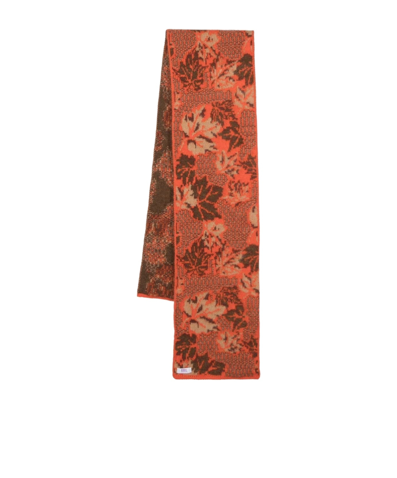 Erl Orange Botanical-jacquard Scarf In Brown
