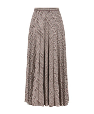Saint Laurent Pleated Check-pattern Maxi Skirt In Brown