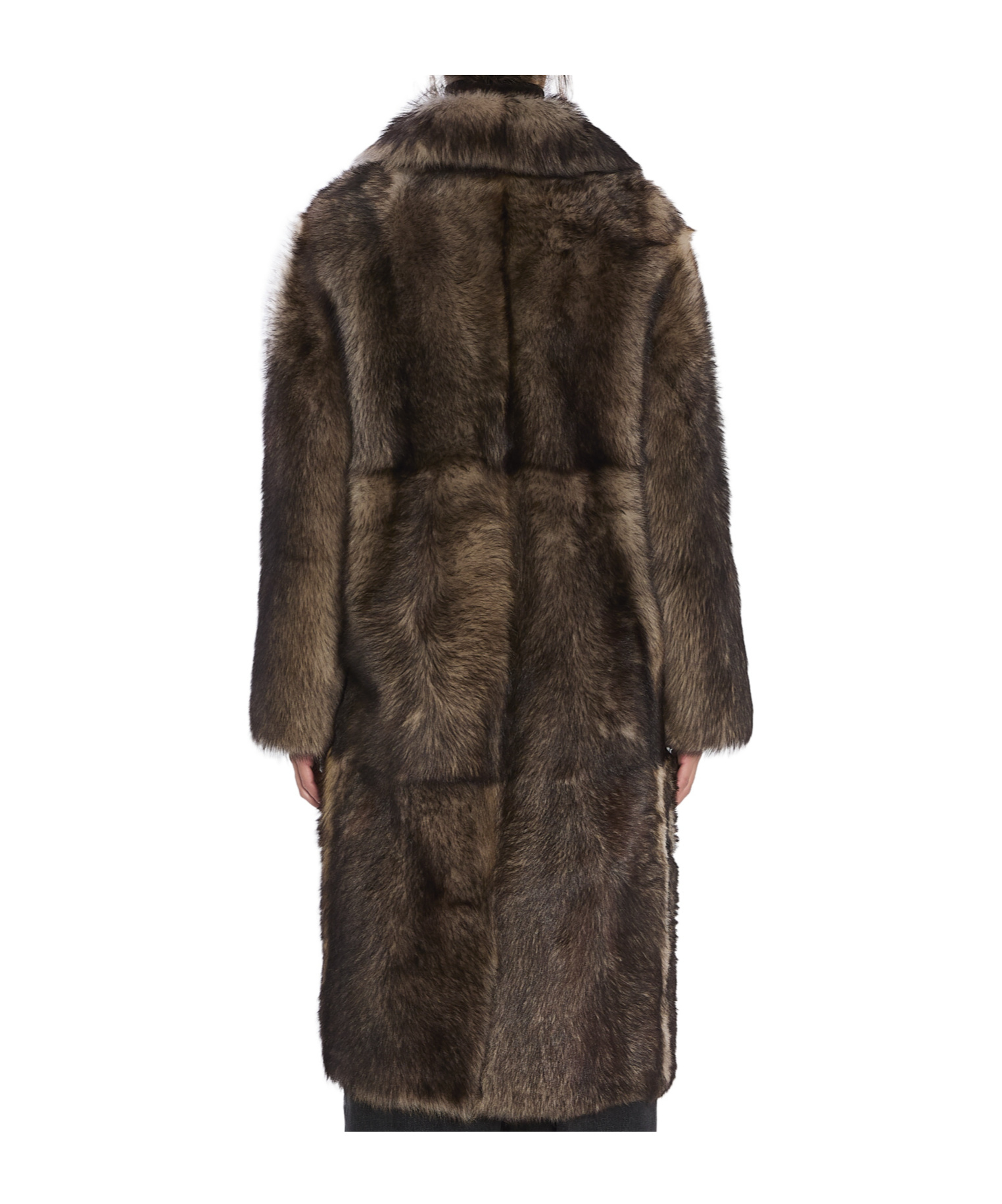 Yves Salomon Double-breasted Lamb Fur Coat In Brown