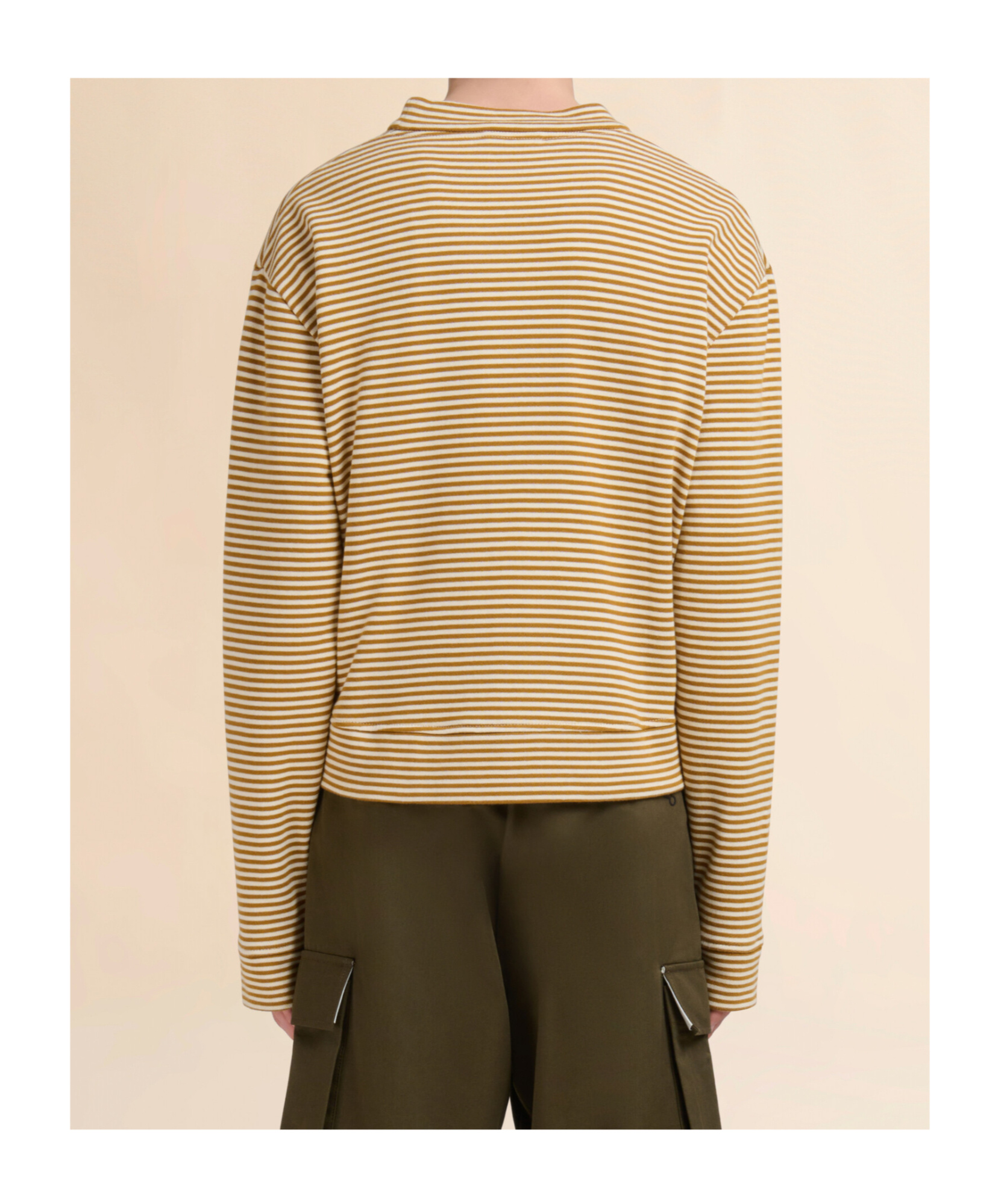 Marni Cropped Cardigan Sweater With Horizontal Stripes And Logo Detail In Brown