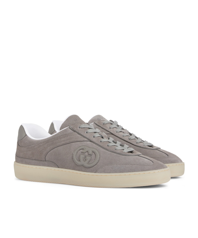Gucci G75 Gray Sneakers In Suede Men In Gray