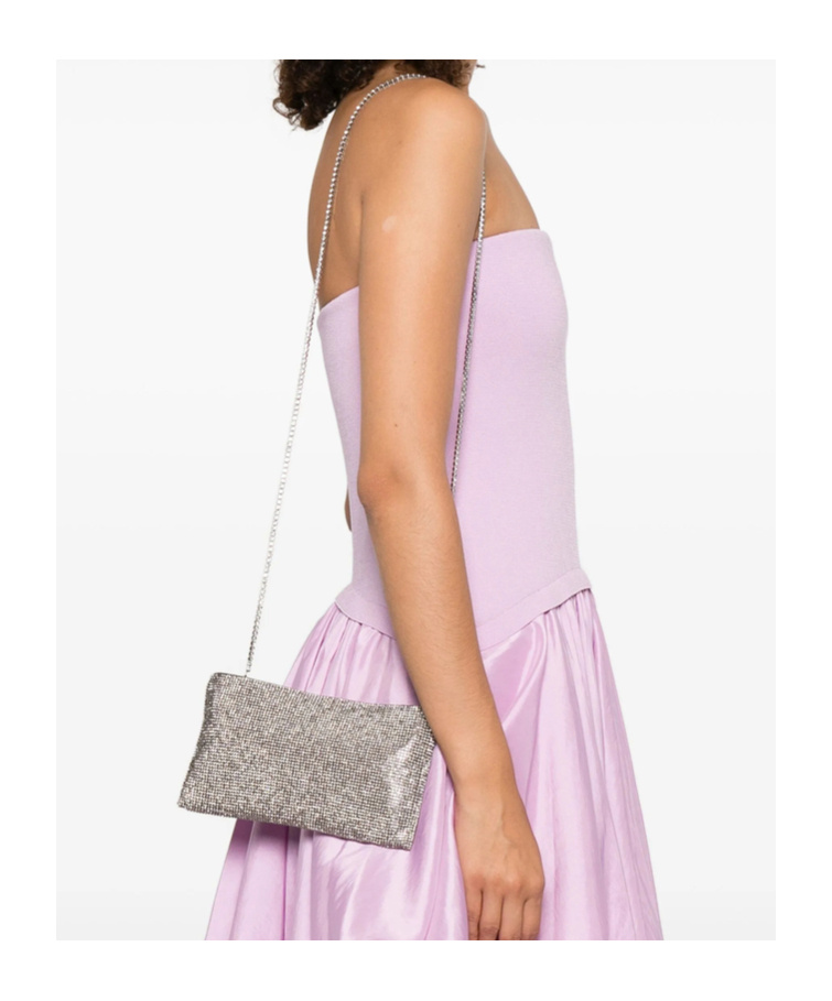 Benedetta Bruzziches La Petite Your Best Friend Chain Clutch In Silver