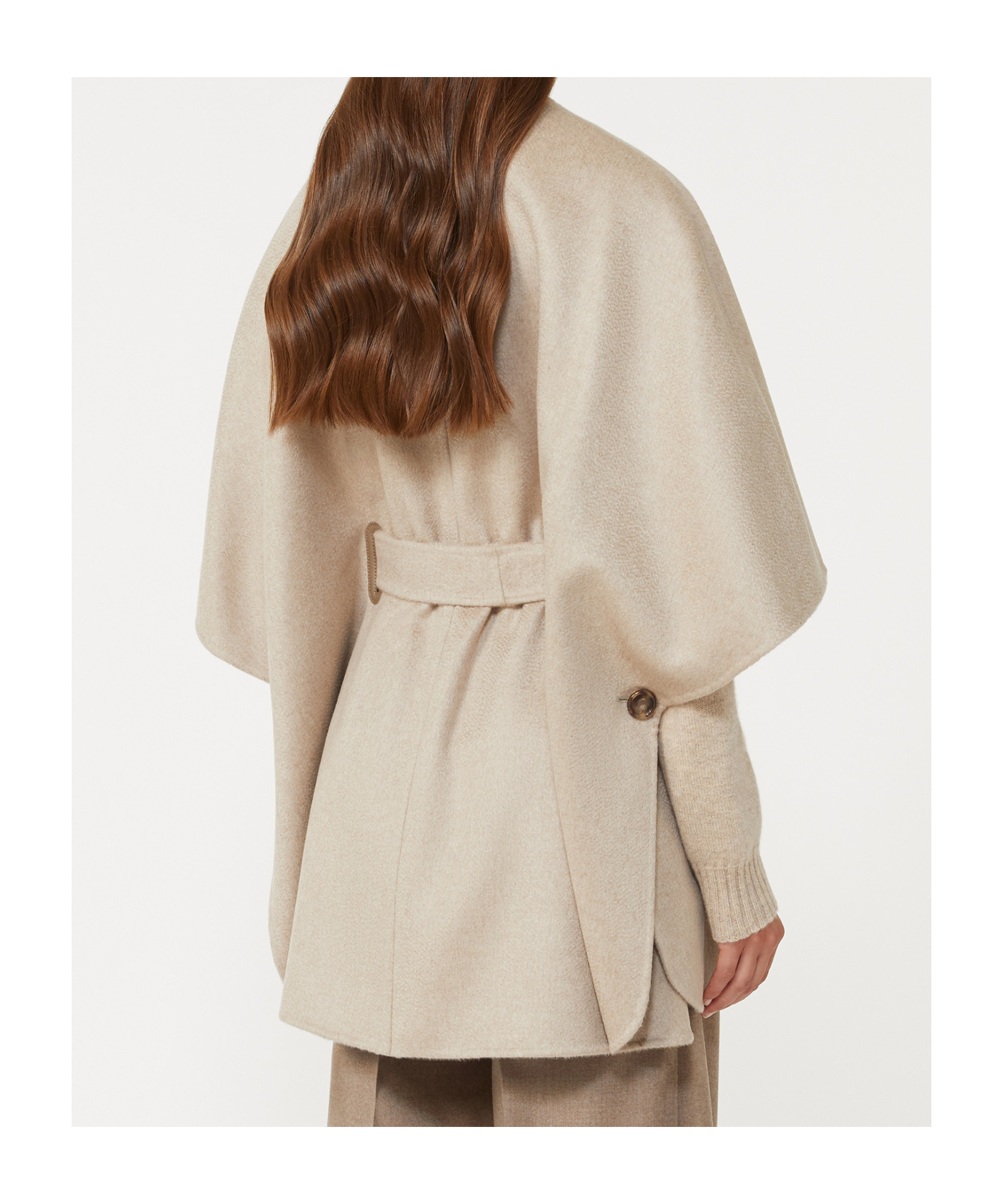 Max Mara Cashmere Cape With Belt In Neutral