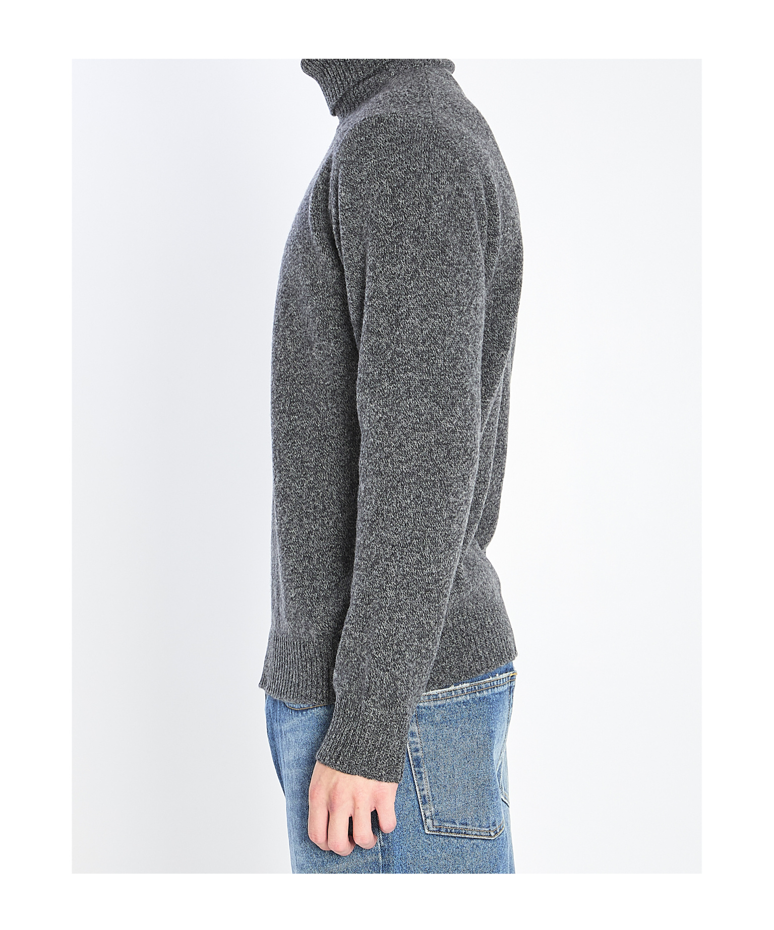 Roberto Collina Ribbed High Collar Turtleneck Sweater In Gray