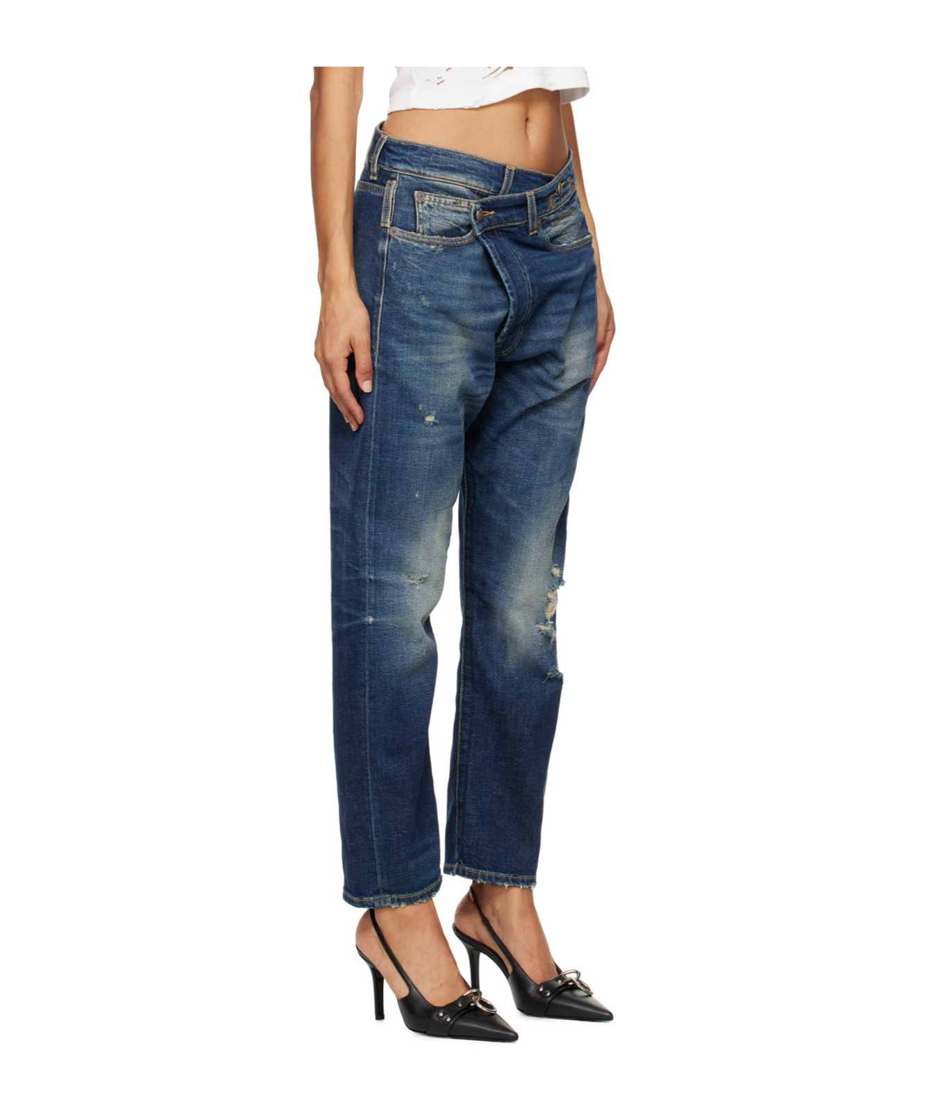 R13 Crossover Denim Pants In Blue