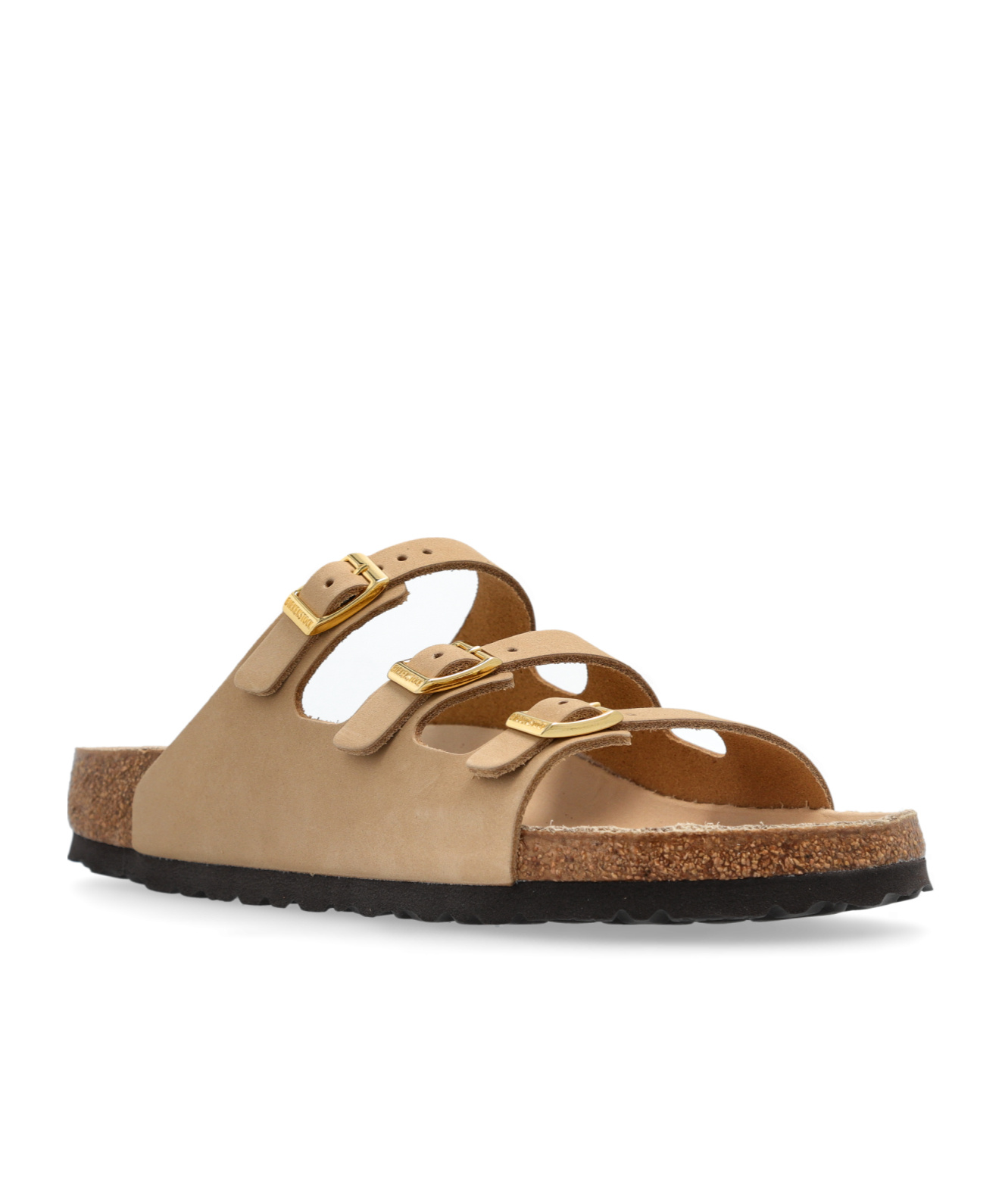 Birkenstock Beige Leather Florida Slippers In Brown