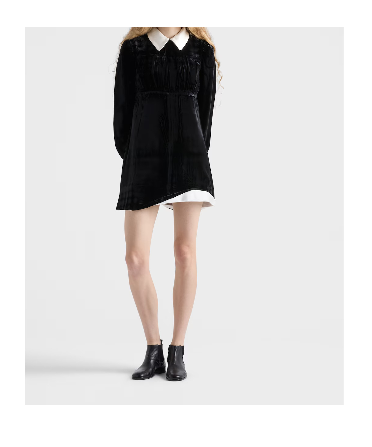 Prada Collared Mini Dress In Black