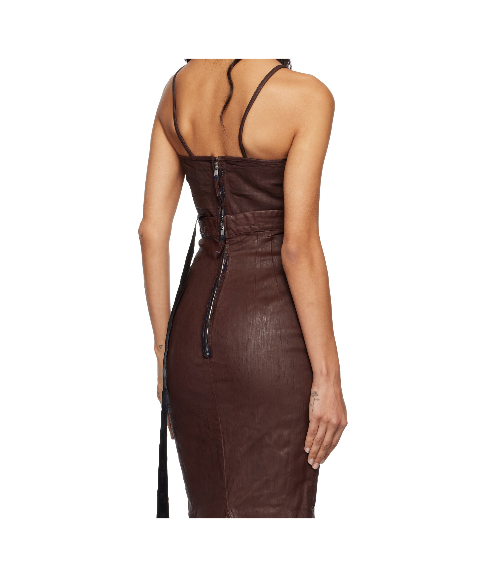 Rick Owens Drkshdw Burgundy Concordians Foil Denim Camisole In Brown