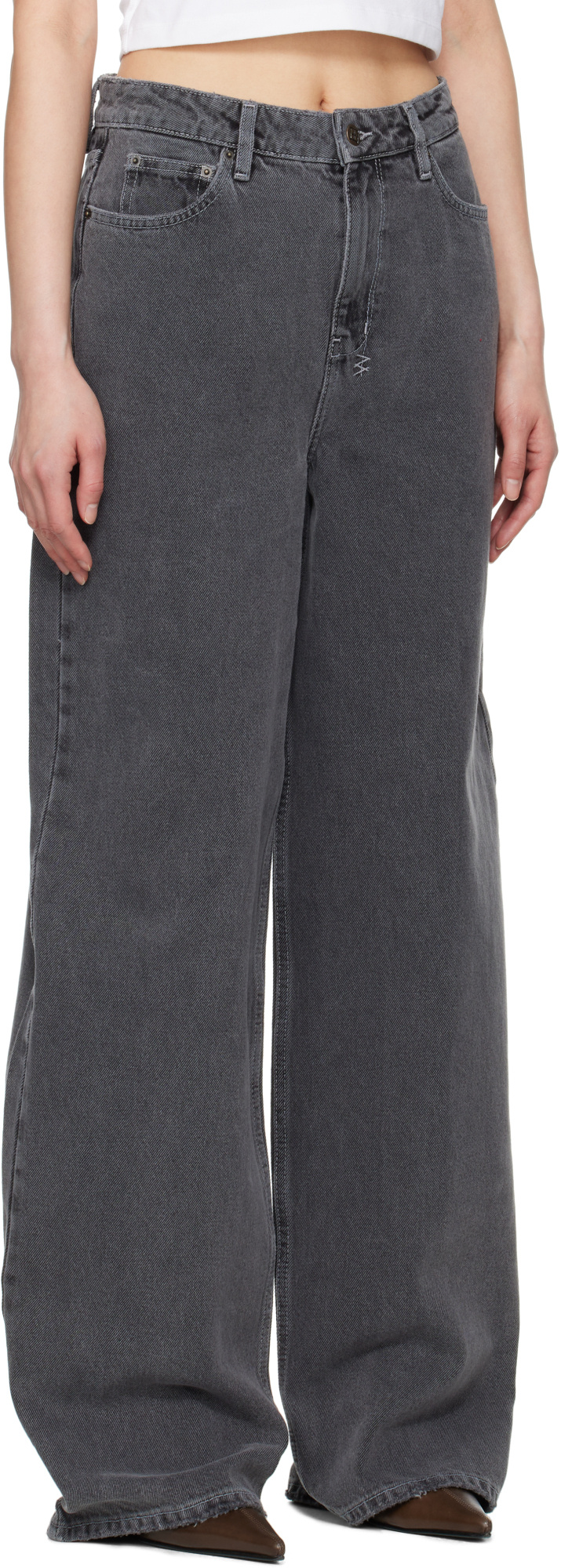 Ksubi Wide Leg Jeans In Grey