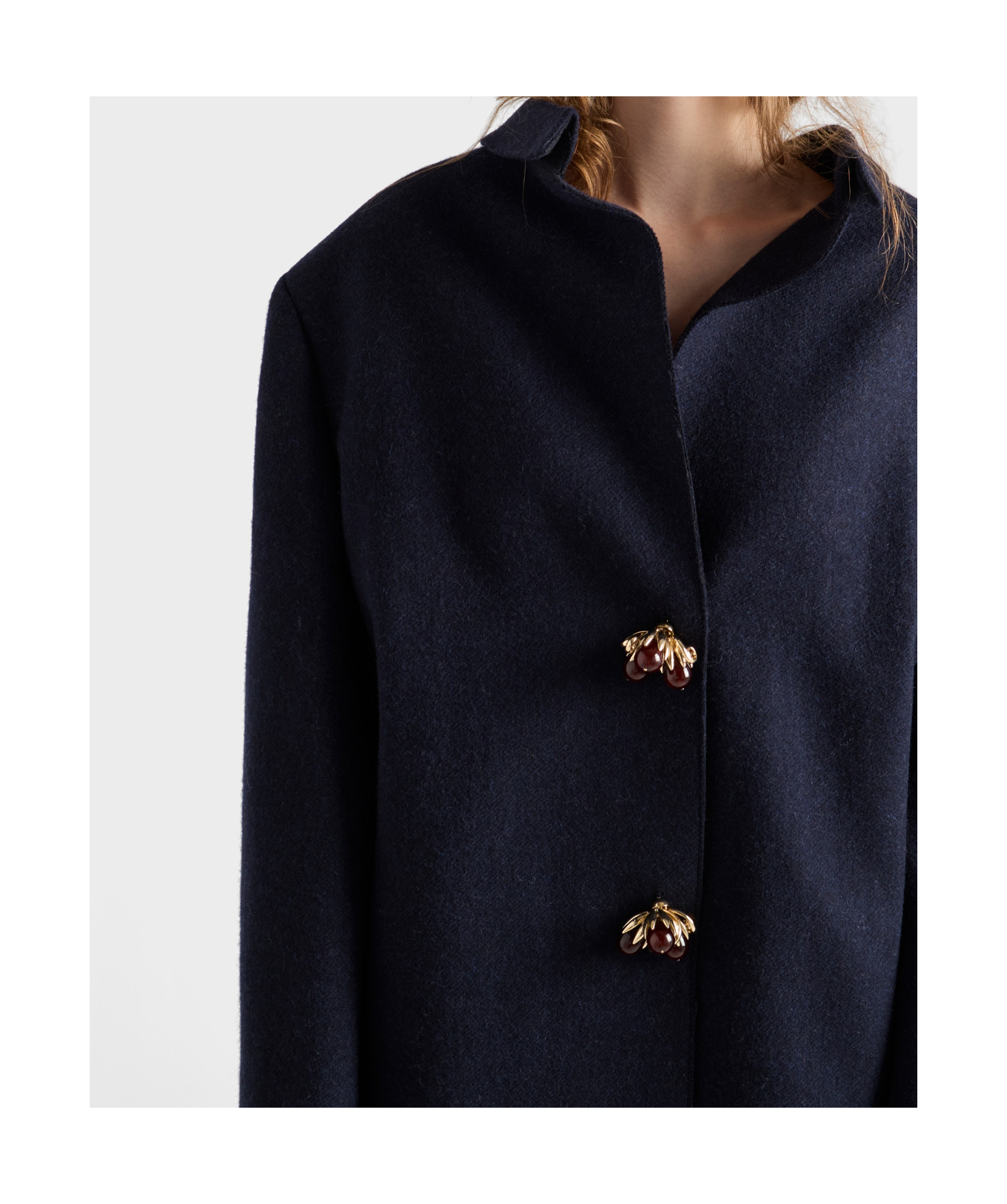 Prada Shetland Wool Jacket Featuring Decorative Buttons In Black
