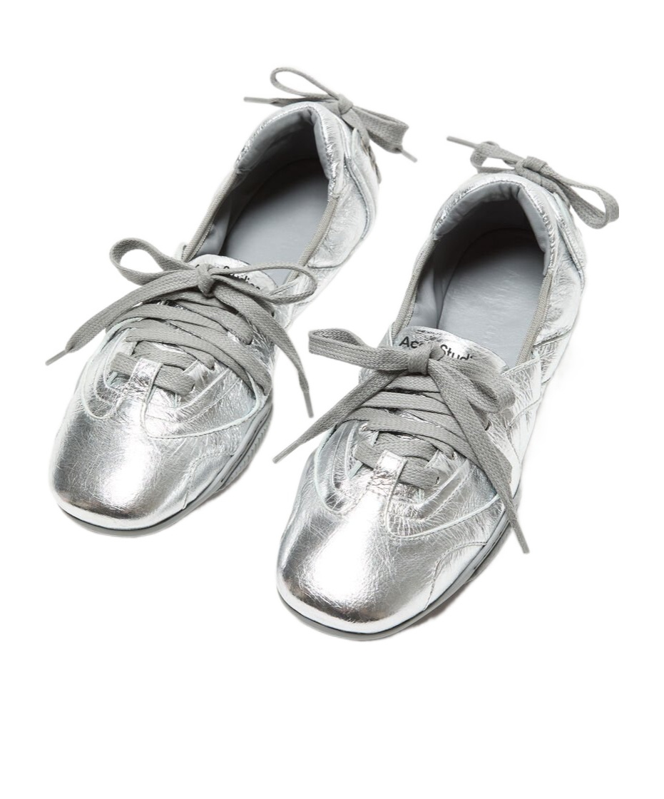 Acne Studios Ballerinas Aus Metallic-leder In Gray