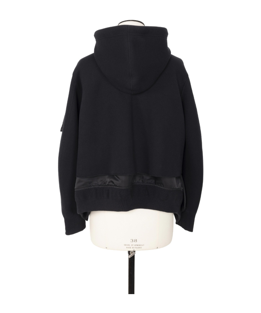 Sacai Sponge Sweat X Nylon Twill Hoodie In Black