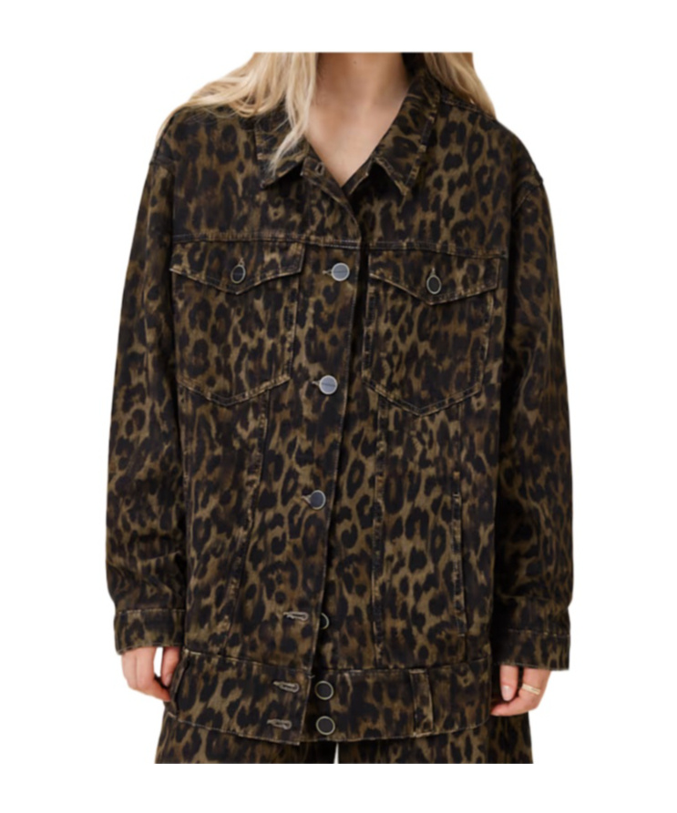 Allsaints Willow Leopard Print Denim Jacket In Animal Print