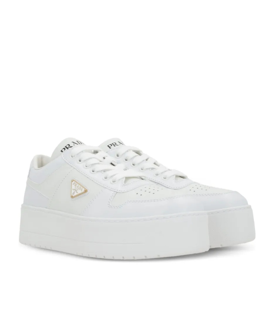 Prada Round Head Low-cut Casual Shoes In White