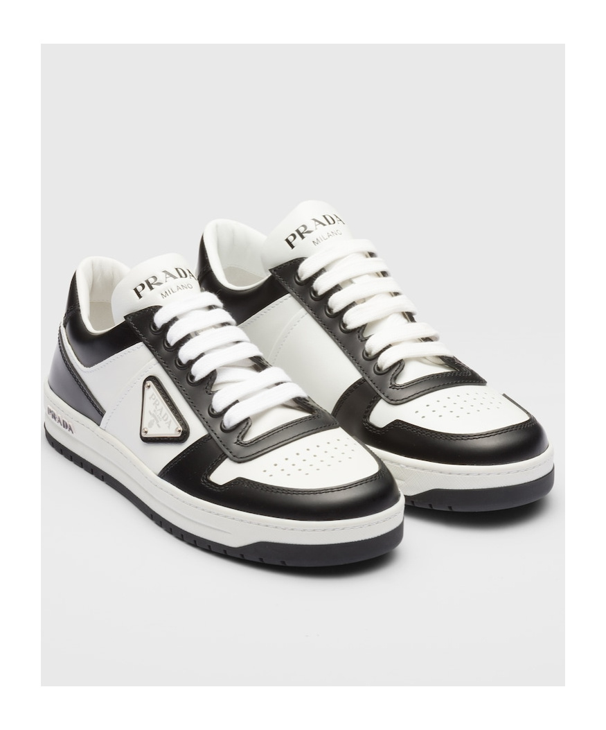 Prada Downtown Sneaker Aus Perforiertem Leder In White