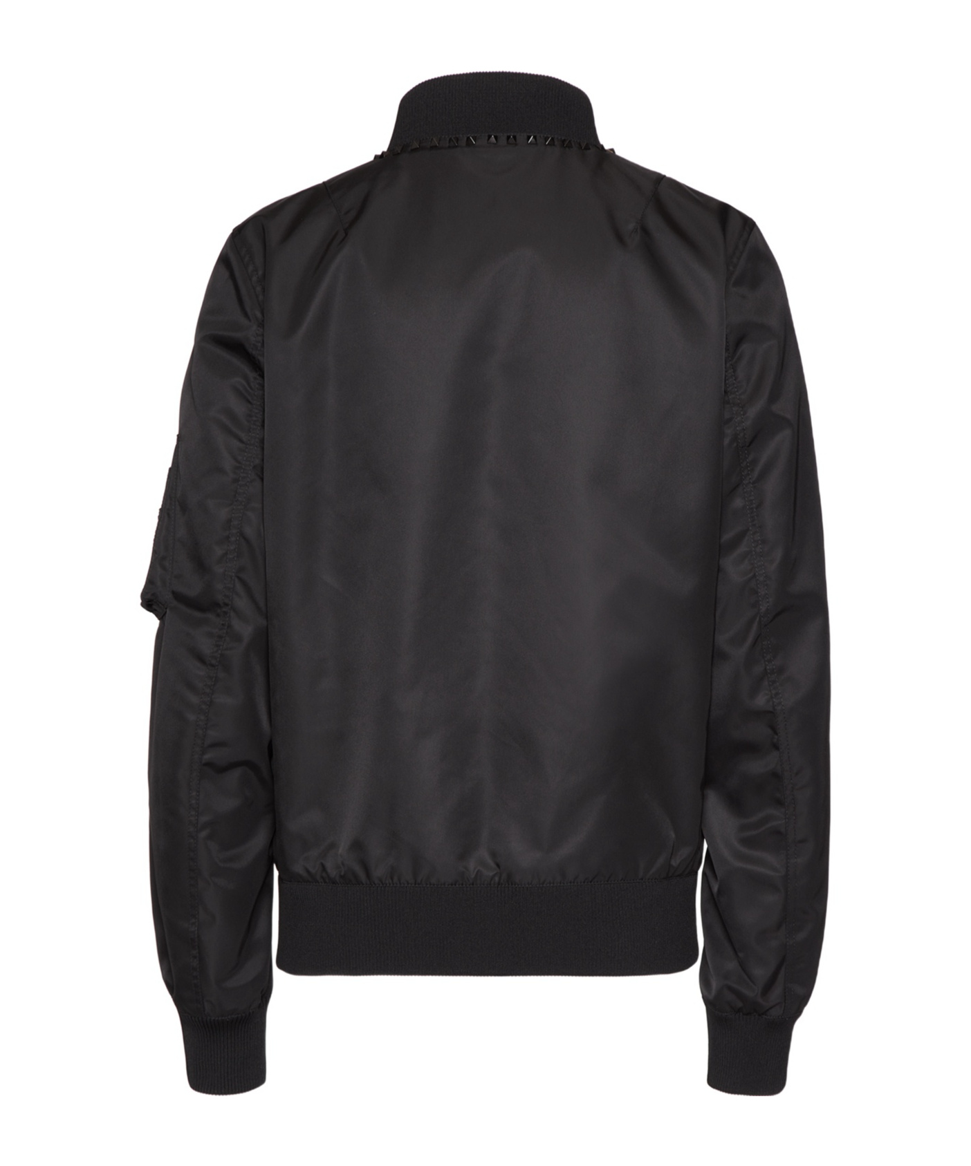 Valentino Nylon Bomber Jacket With Black Untitled Studs On The Neckline In Black