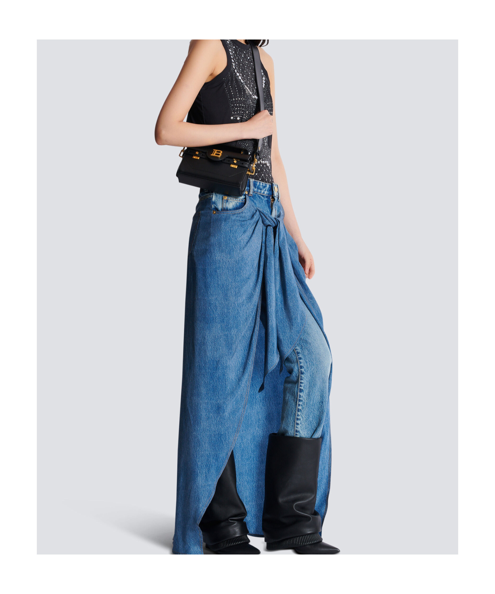 Balmain Small Top Handle B-buzz Bag In Black