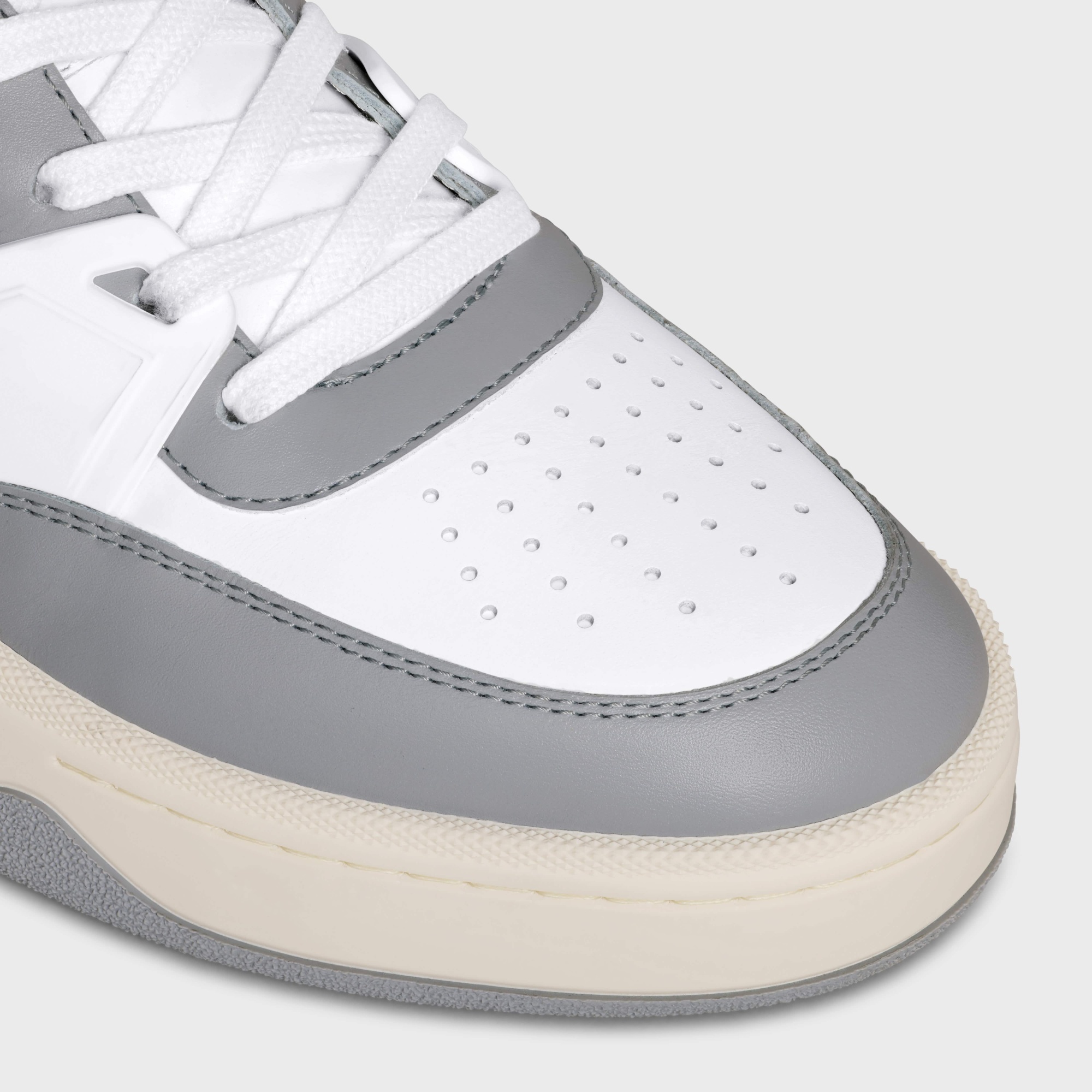 Celine Trainer Ct-09 Low Lace-up Sneaker In Calfskin And Mesh In White