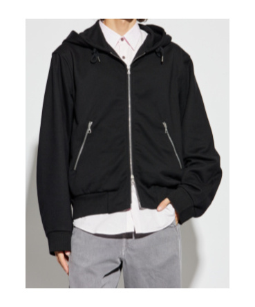 Dries Van Noten Long Sleeve Hooded Sweatshirt In Black